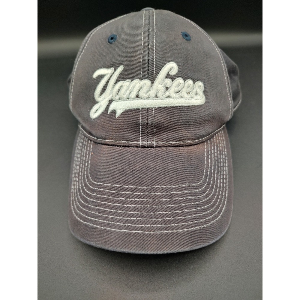 Mens New York Yankees Drew Pearson Navy Blue Script Logo Strapback Hat Cap